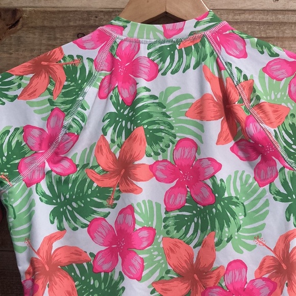 WONDER NATION  Girls 1 pc Pink Floral Hawaiian Print Rash Guard Swim Sui - Picture 6 of 6